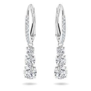 Stilla Attract Trilogy Drop Pierced Earrings with White Crystals on a Rhodium Plated Setting with Hinged Closure